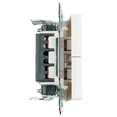 Выключатель двухклавишный Stekker Катрин белый GLS10-7104-01 39300