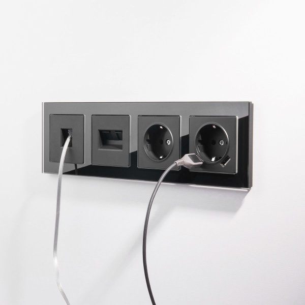 Телефонная розетка RJ-11 Werkel черный матовый WL08-RJ-11 4690389086755