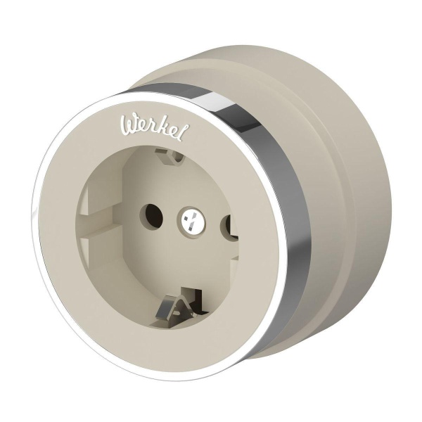 Розетка с заземлением Werkel Vintage слоновая кость матовый/хром W5871055 4690389174742 Розетка с заземлением Werkel Vintage слоновая кость матовый/хром W5871055 4690389174742