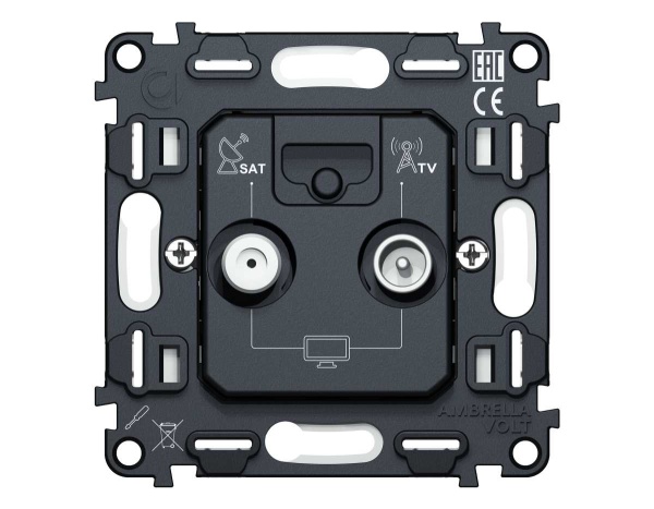 Механизм розетки TV оконечной + SAT 5-862MHz 3.5dB/950-2150MHz 3.5dB AMBRELLA VOLT VM VM217