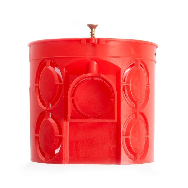 Подрозетник углубленный Stekker EBX30-01-1 с кабель-каналом для сплошных стен, красный 49002