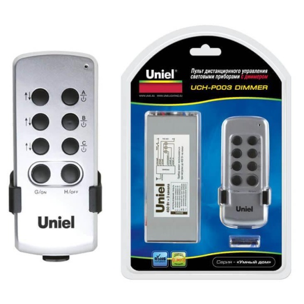 Пульт управления светом с диммером Uniel UCH-P003-G3-450W-30M 03624 Пульт управления светом с диммером Uniel UCH-P003-G3-450W-30M 03624