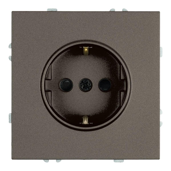 Розетка 1-местная с защитной шторкой с/з (механизм), Stekker, 250В, 16А Эмили, RST16-5110-09, антрацит, soft touch 49932