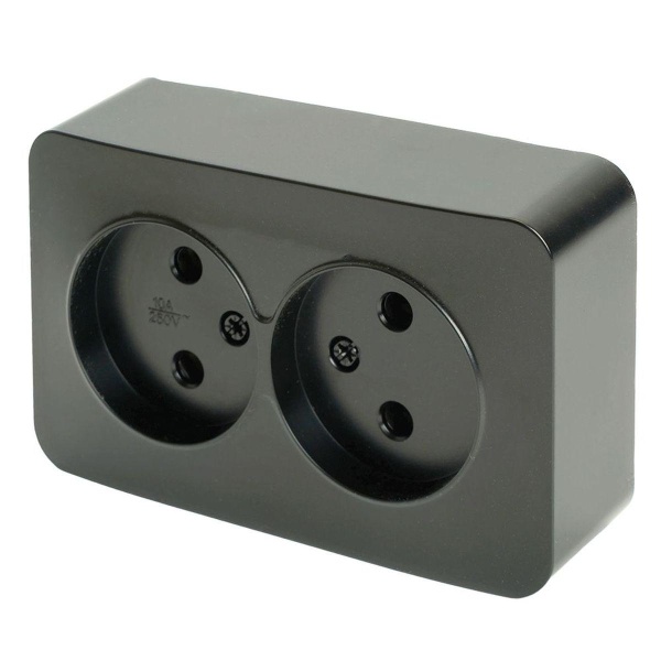 Розетка двойная 2P Stekker София черный матовый MST10-12-05 49496