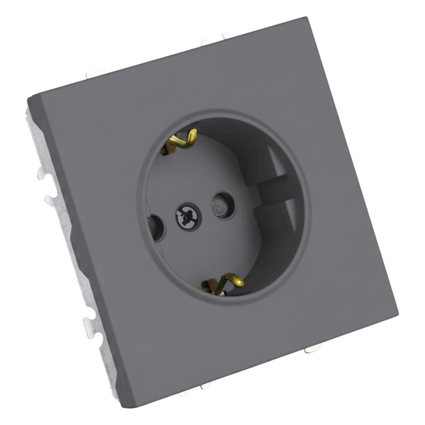 Розетка 1-местная с з/ш, с/з (механизм), СЗК, Stekker, 250В, 16А Эмили, RST16-5110-10ZK, платиново-серый, soft touch 50243