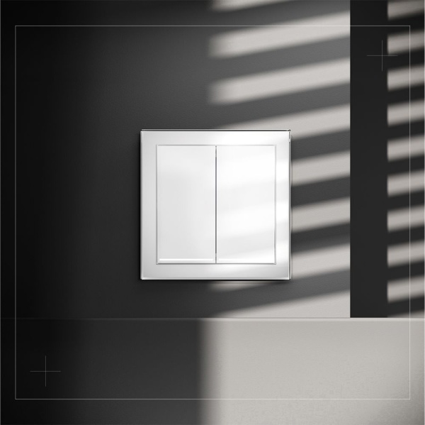 Проходной переключатель встраиваемый Voltum S70 двухклавишный с подсветкой 10А, (белый глянцевый) VLS020401