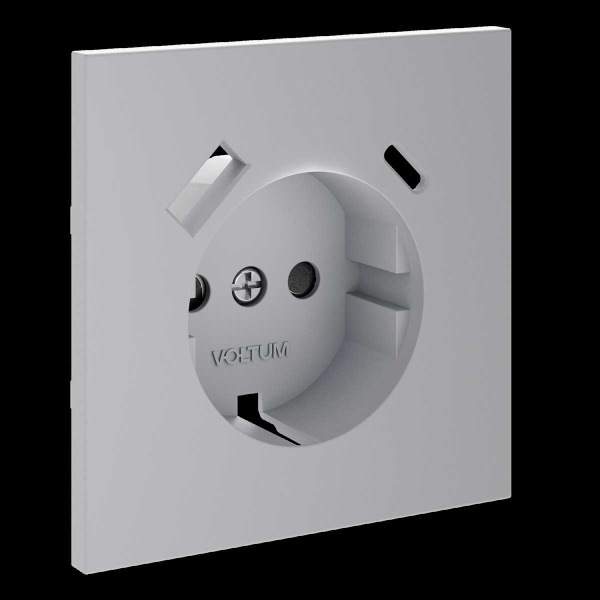Накладка для розетки с заземлением и защитными шторками, с USB A+C, S70 (серый) Voltum VLS001016