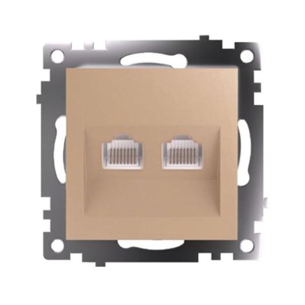 Розетка компьютерная 2-местная RJ-45 (механизм) Stekker GLS00-7109-08 Катрин, золото 50009