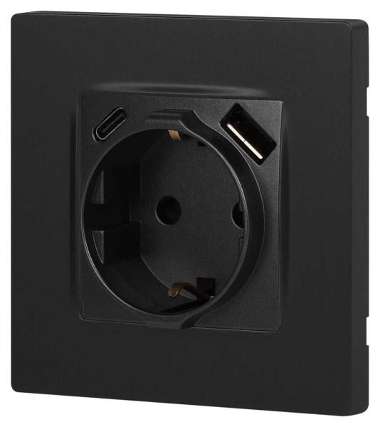 Розетка ЭРА Серия 12 12-4108-12 2P+E 16A-250В со шторками с USB type-A+C 5В-3А графит Б0067700