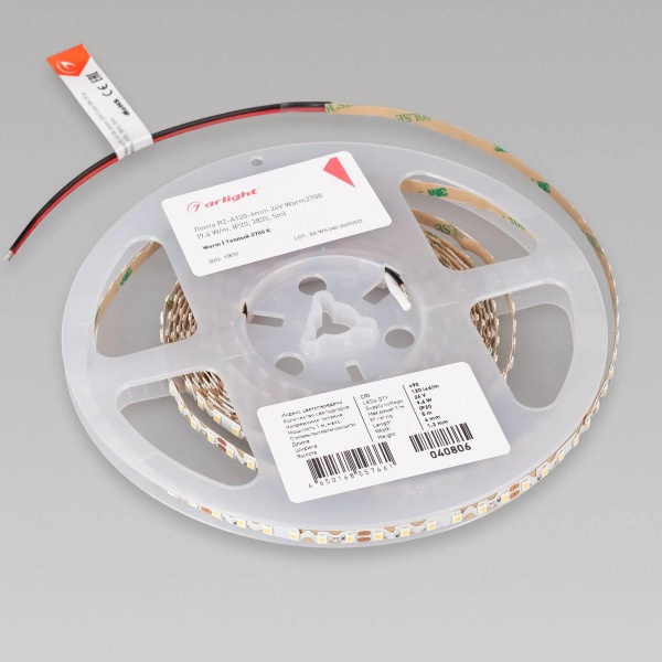 Светодиодная лента Arlight 9,6W/m 120LED/m 2835SMD теплый белый RZ-A120-6mm 24V 040806
