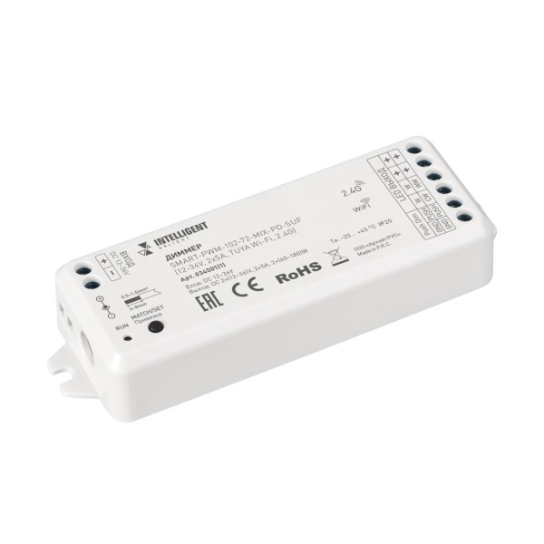 Диммер Arlight INTELLIGENT SMART-PWM-102-72-MIX-PD-SUF (12-36V, 2x5A, TUYA Wi-Fi, 2.4G) 034501(1)