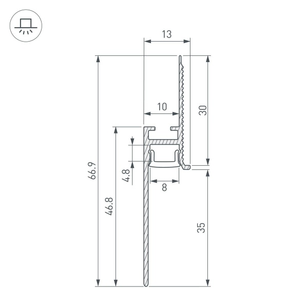 Профиль встраиваемый Arlight Plintus-Fantom-H35-2000 Anod 048687