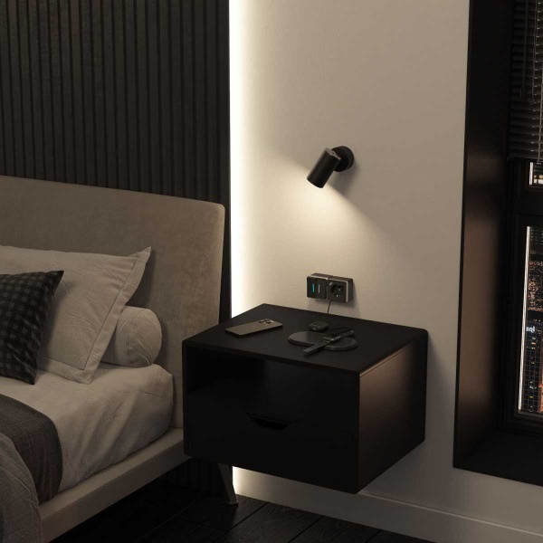 Розетка с заземлением, шторками и USB тип A+C Werkel Gallant чёрный хром W5071735 4690389179655