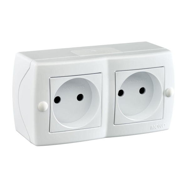 Розетка 2К двойная Mono Electric Octans IP20 16A 250V винтовое подключение белый 104-010106-121 Розетка 2К двойная Mono Electric Octans IP20 16A 250V винтовое подключение белый 104-010106-121