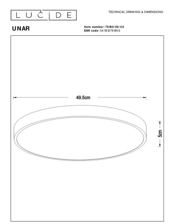 Потолочный светодиодный светильник Lucide Unar 79185/50/02