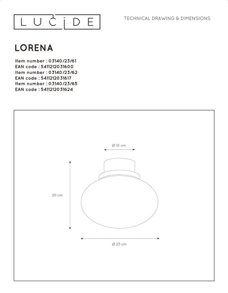 Потолочный светильник Lucide Lorena 03140/23/65