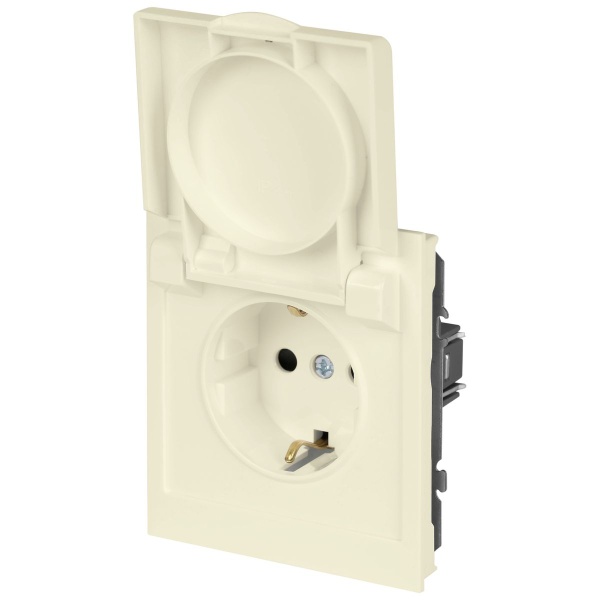 Розетка ЭРА Arktik 16-2103-02 с заземлением 2P+E Schuko со шторками с крышкой 16А-250В слоновая кость Б0070435