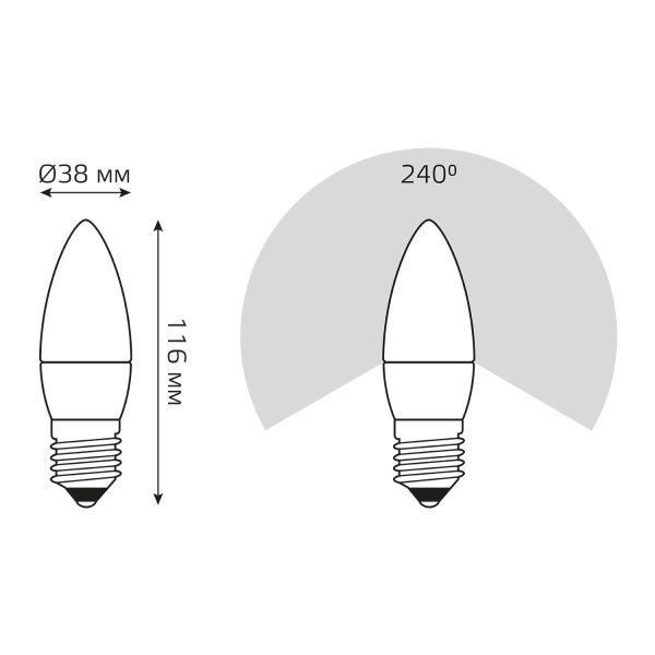 Лампа светодиодная Gauss E27 12W 6500K матовая 30232