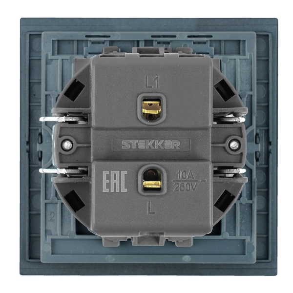 Выключатель 1-клавишный самовозвратный (механизм), Stekker, 250В, 10А Мия, RSW10-3112-05, черный бархат 50574