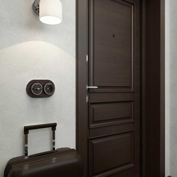 Розетка с заземлением Werkel Vintage мокко матовый/хром W5871052 4690389174711