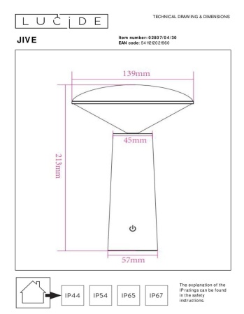 Уличный светодиодный светильник Lucide Jive 02807/04/30