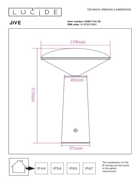 Уличный светодиодный светильник Lucide Jive 02807/04/30