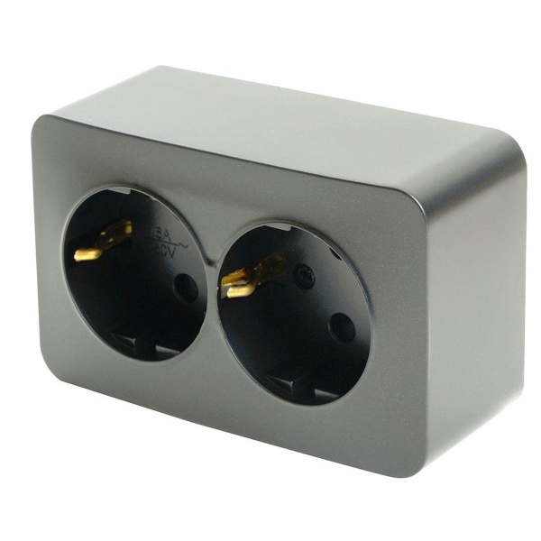 Розетка двойная 2P+PE Stekker София черный матовый MST16-12-05 49498