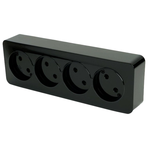 Розетка четырехместная 2P Stekker София черный MST10-14-02 49319