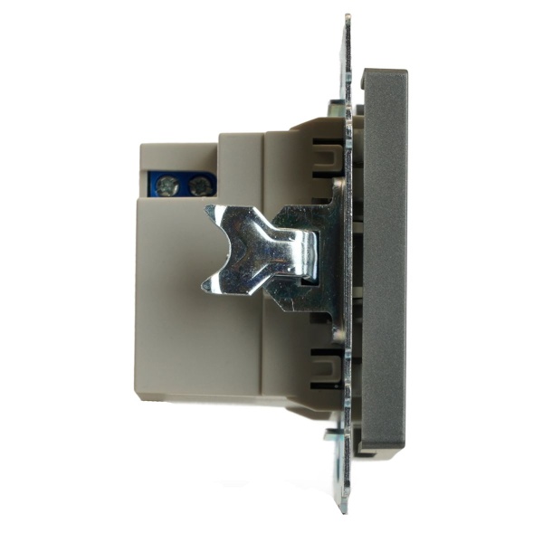 Розетка 2-местная USB + type C (механизм), 250В, 3А, max 20W, серия Катрин, графит, GLS10-7116-06 50052