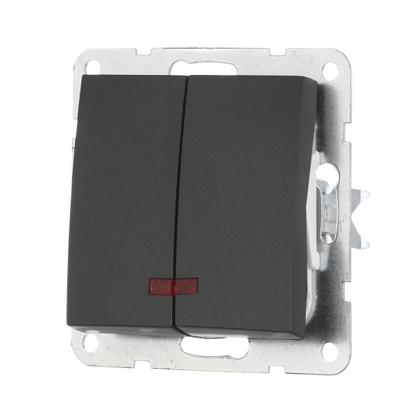 Выключатель LK Studio 2-кл., с индикаторами (схема 5L) 16 A, 250 B (черный бархат) LK60 861208-1