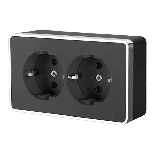 Розетка двойная с заземлением Werkel Gallant черный/хром W5072135 4690389164705 Розетка двойная с заземлением Werkel Gallant черный/хром W5072135 4690389164705