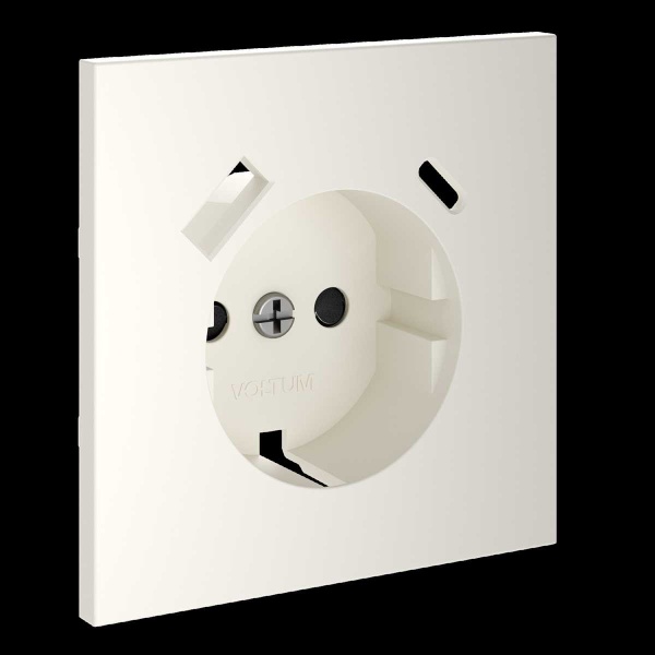 Накладка для розетки с заземлением и защитными шторками, с USB A+C, S70 (хлопок) Voltum VLS001013