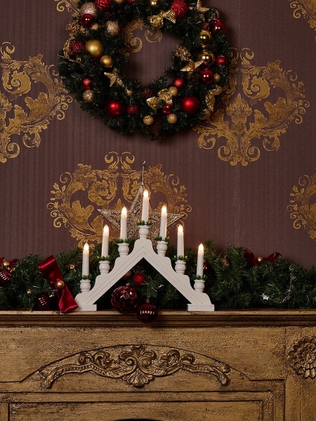 Фигурка «Новогодняя горка» 34х39см Uniel UDL-L7301-007/SWA/WW White Bridge UL-00007389