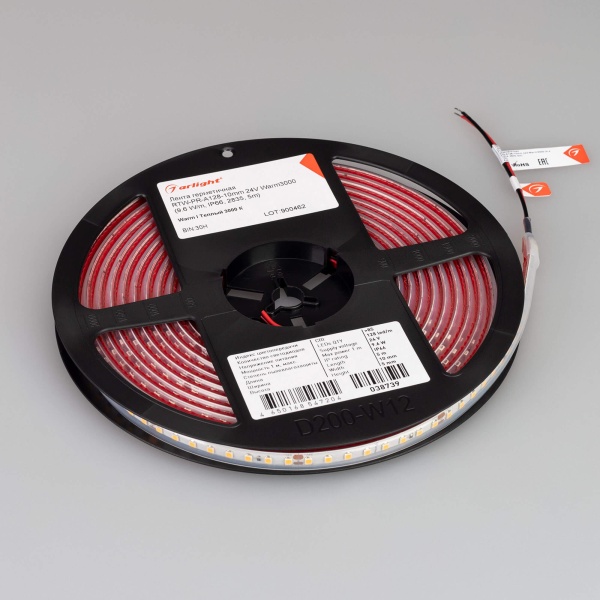 Светодиодная лента Alright 9,6W/m 128LED/m 2835SMD теплый белый 5M 038739