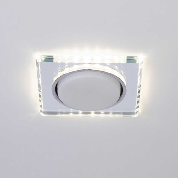 Светильник встраиваемый cо светодиодной подсветкой ЭРА DK LD50 MR под лампу GX53 зеркальный Б0057472