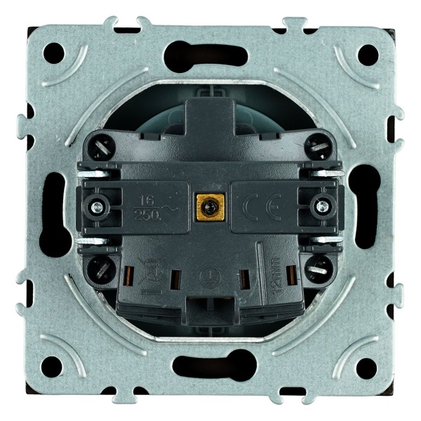 Розетка 2P+PE Stekker Эмили со шторками черный уголь RST16-5110-05 49854