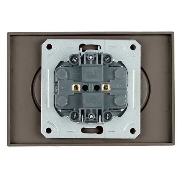 Розетка 2-местная с защитной шторкой, Stekker, б/з, 250В, 16А Эмили, RST10-5116-09, антрацит, soft touch 49929