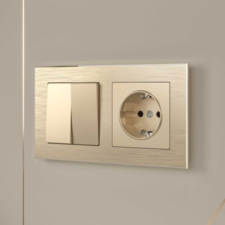 Выключатель двухклавишный проходной Werkel шампань W1122011 4690389157141