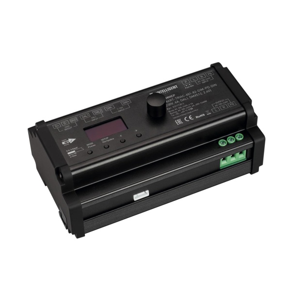 INTELLIGENT ARLIGHT Диммер SMART-TRIAC-601-82-DIM-PD-DIN Black (230V, 6А, DALI, DMX512, 2.4G) (IARL, IP20 Пластик, 5 лет) 031113(1)