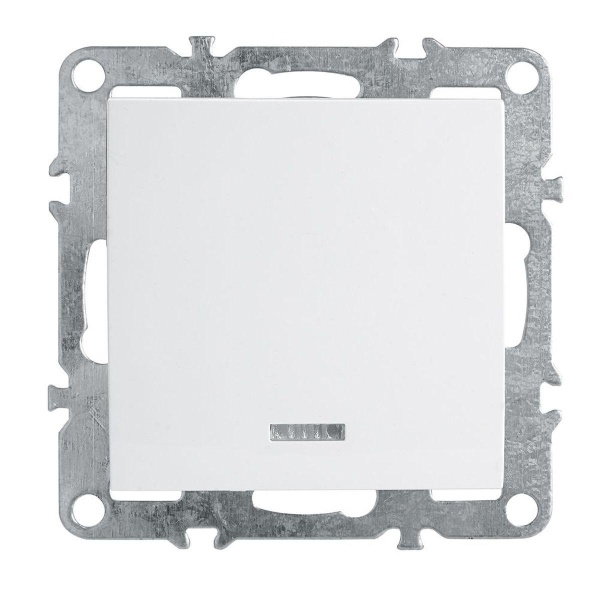 Выключатель 1-клавишный c индикатором (механизм), Stekker, PSW10-9101-01, 250В, 10А Эрна, белый 39309