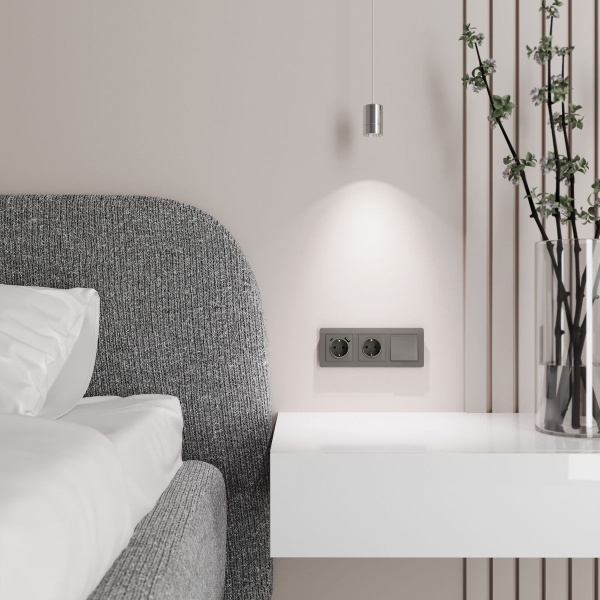 Выключатель одноклавишный проходной Werkel графит акрил W1112044 4690389197420