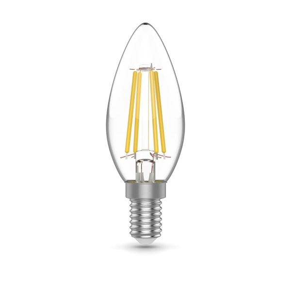 Лампа светодиодная филаментная Gauss E14 4,5W 2700К прозрачная 1031115