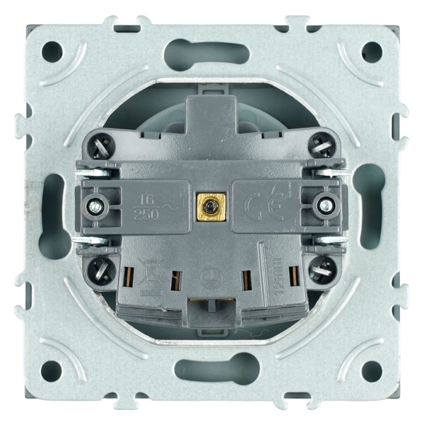 Розетка 1-местная с крышкой с защ. штор, Stekker, с/з, IP42, 250В, 16А Эмили, RST16-5112-09, антрацит, soft touch 49933