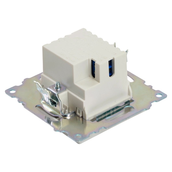 Розетка USB 2-местная + type C (механизм), STEKKER GLS10-7116-01, 250В, 3А, max 20W, серия Катрин, белый 50051