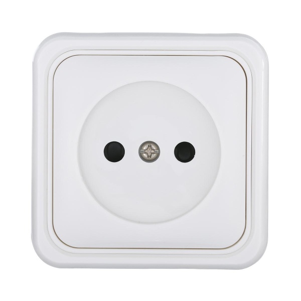 Розетка LK Studio открытой установки без заземляющих контактов с защитными шторками (белый) 813304