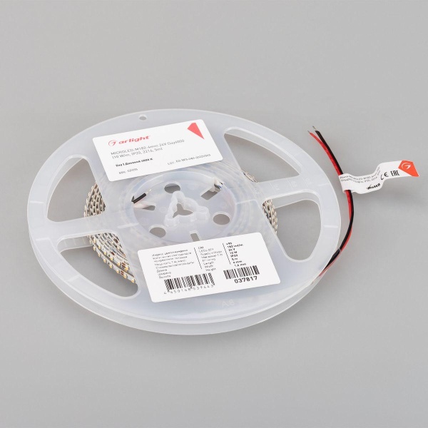 Светодиодная лента Arlight 10W/m 182LED/m 2216SMD дневной белый 5M MicroLed-M182-4mm 24V Day4000 037817