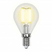 Лампа светодиодная филаментная (UL-00003250) E14 7,5W 3000K прозрачная LED-G45-7,5W/WW/E14/CL GLA01TR