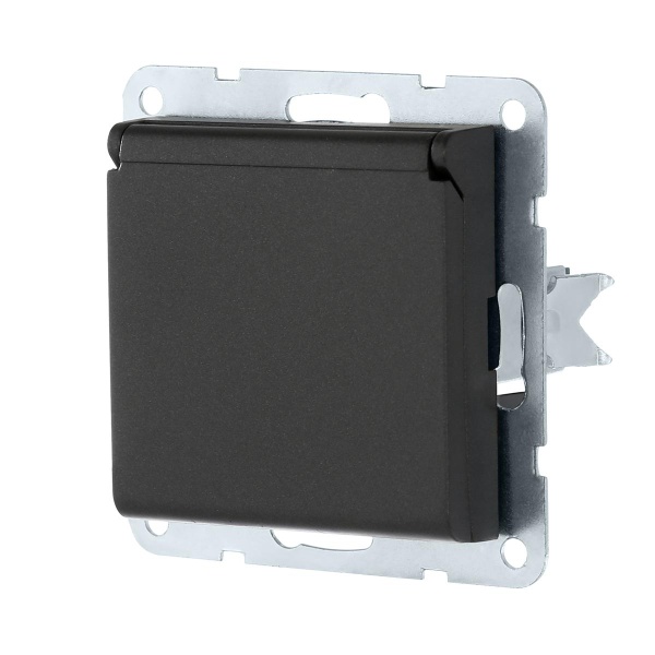 Розетка LK Studio с з/к, шторками и крышкой (черный бархат) LK60 863408-1