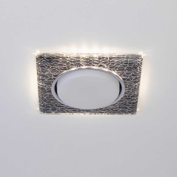 Светильник встраиваемый cо светодиодной подсветкой ЭРА DK LD50 WH/BK под лампу GX53 белый/черный Б0057469