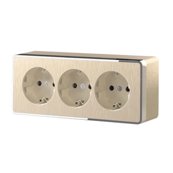 Розетка тройная с/з со шторками Werkel Gallant шампань рифленый W5073110 4690389163883 Розетка тройная с/з со шторками Werkel Gallant шампань рифленый W5073110 4690389163883